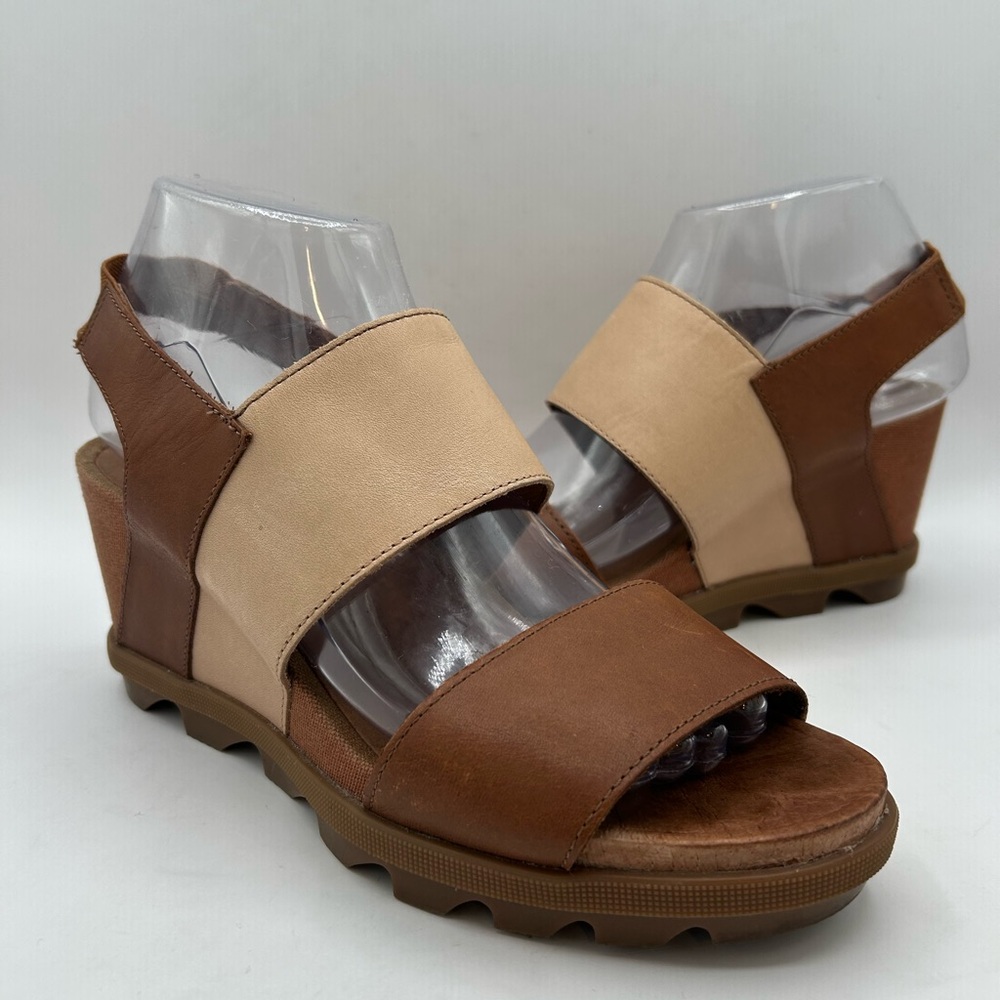 Women's Two-Tone Brown & Beige Wedge Sandals